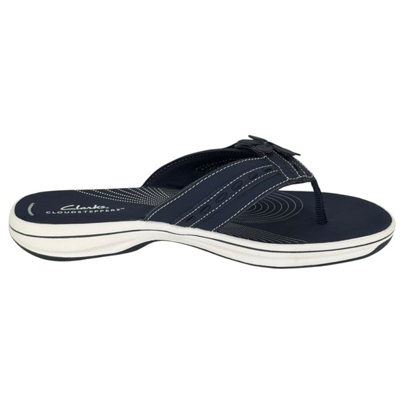 Clarks Breeze Opal Navy Faux Leather Womens Thong Sandals Size 8M - Picture 5 of 12